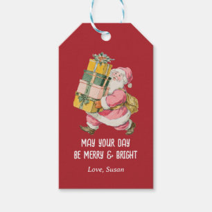 Nostalgic Retro Santa Claus-Christmas in red Gift Tags