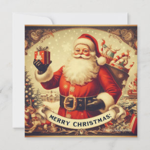 Nostalgic Retro Santa Claus Merry Christmas Holiday Card