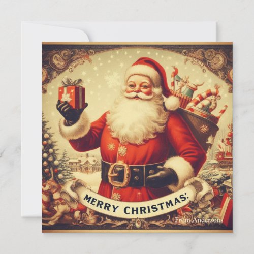 Nostalgic Retro Santa Claus Merry Christmas Holiday Card