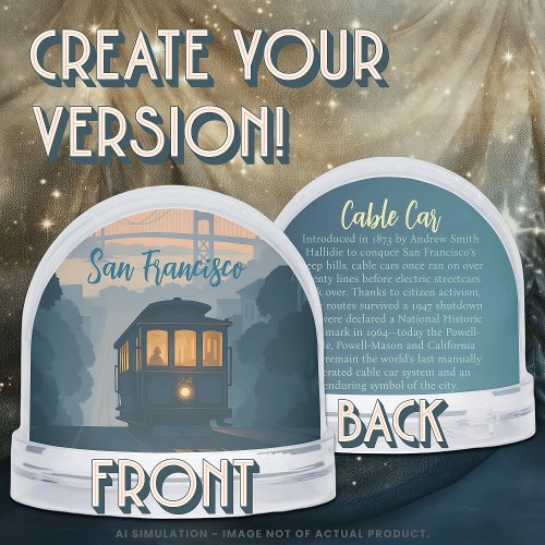 Nostalgic San Francisco Cable Car Travel Keepsake  Snow Globes