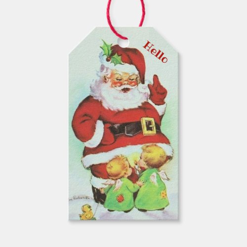 Nostalgic Santa Claus Little Angels Custom Gift Ta Gift Tags