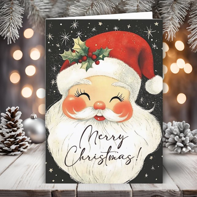 Nostalgic Santa Cute Merry Christmas Personalized Holiday Card (Nostalgic Santa Cute Merry Christmas Personalized Holiday Card)
