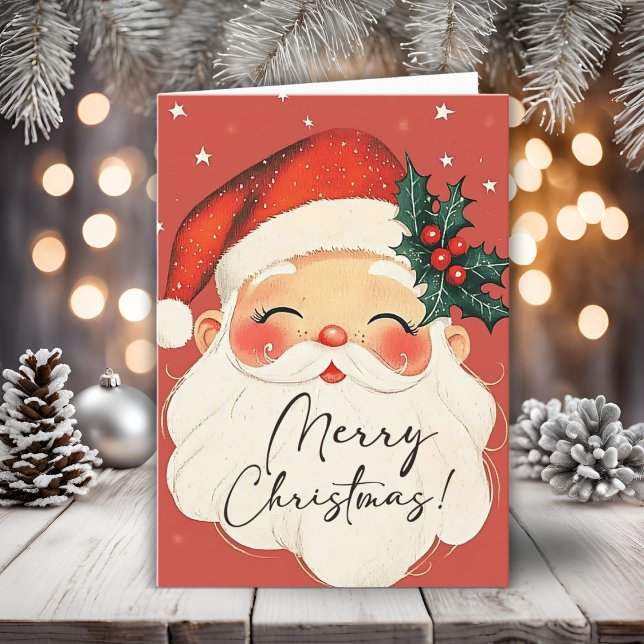 Nostalgic Santa Vintage Merry Christmas  Holiday Card (Nostalgic Santa Vintage Merry Christmas Holiday Card)