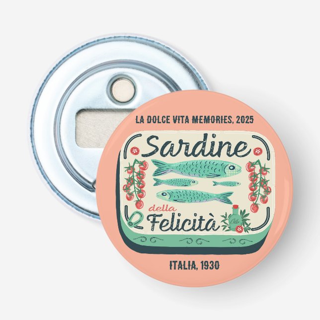 Nostalgic Sardine Illustration Peach Kitchen   Bottle Opener (Front)