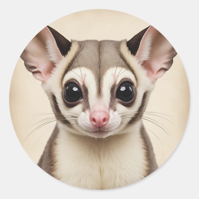 Nostalgic Sugar Glider in Faded Retro Classic Round Sticker (Front)
