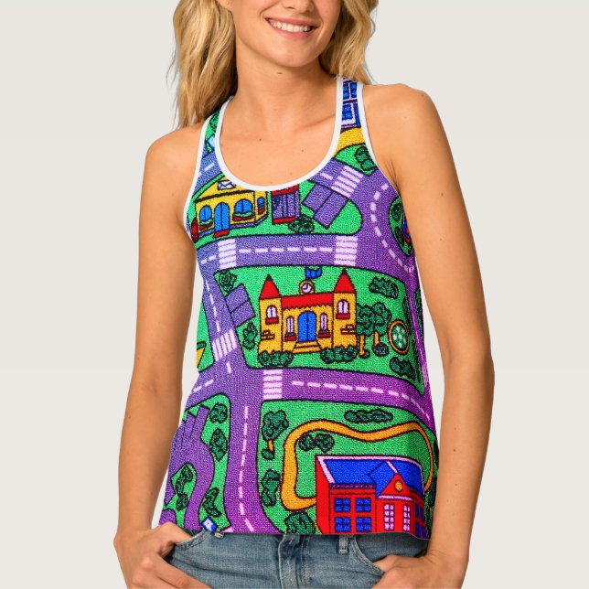 Nostalgic track carpet Car Road, 90s nostalgia Tank Top (Front)