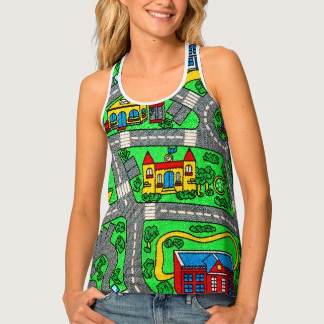 Nostalgic track carpet Car Road, 90s nostalgia Tank Top (Front)