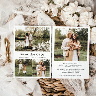 Nostalgic Type Simple Vintage Wedding Photo Grid Save The Date