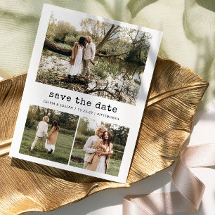 Nostalgic Type Vintage Save the Date Photo Grid Postcard