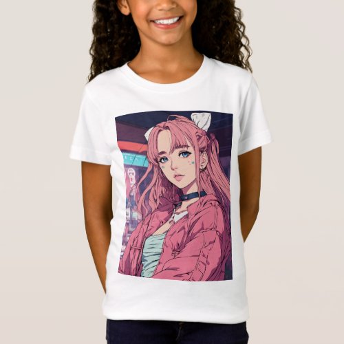  Nostalgic Vibes 90s Anime E_Girl Line Art  T_Shirt