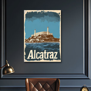Nostalgic Vintage Alcatraz Travel Poster
