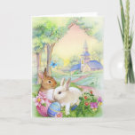 Nostalgic, vintage Easter bunnies Holiday Card