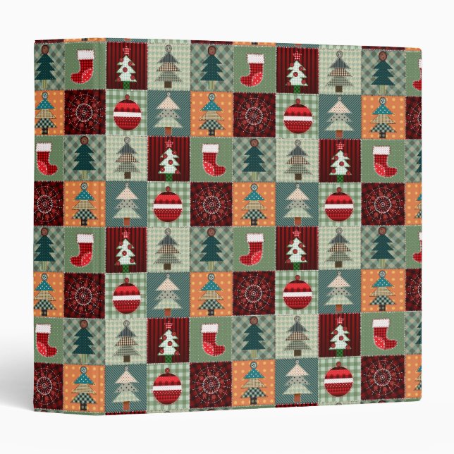 Nostalgic Vintage Holiday Patchwork Quilt Binder (Front/Spine)