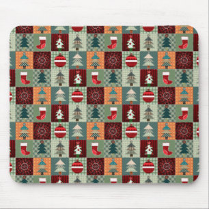 Nostalgic Vintage Holiday Patchwork Quilt Mouse Pad