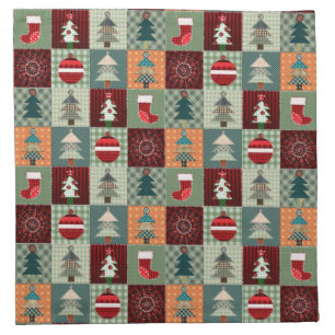 Nostalgic Vintage Holiday Patchwork Quilt Napkin