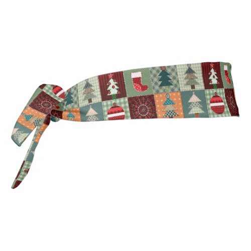 Nostalgic Vintage Holiday Patchwork Quilt Tie Headband