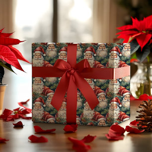 Nostalgic Vintage Look Santas Christmas Holiday Wrapping Paper