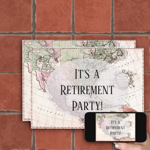 Nostalgic Vintage Map of America Retirement Party Invitation