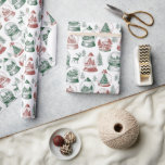 Nostalgic Vintage Red Green Christmas Snow Globes Wrapping Paper<br><div class="desc">Vintage etched snow globes feature cozy cottages and firs in rich red and pine green,  arranged in a classic toile style. This nostalgic design makes elegant gift wrap with a quiet storybook holiday feel,  lovely for dressing presents,  stockings,  and holiday displays.</div>