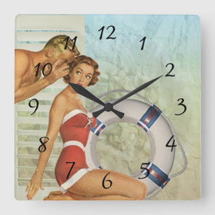 Nostalgic Vintage Retro Couple Kitchen Clock
