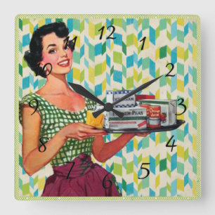 Nostalgic Vintage Retro Lady  Kitchen Clock