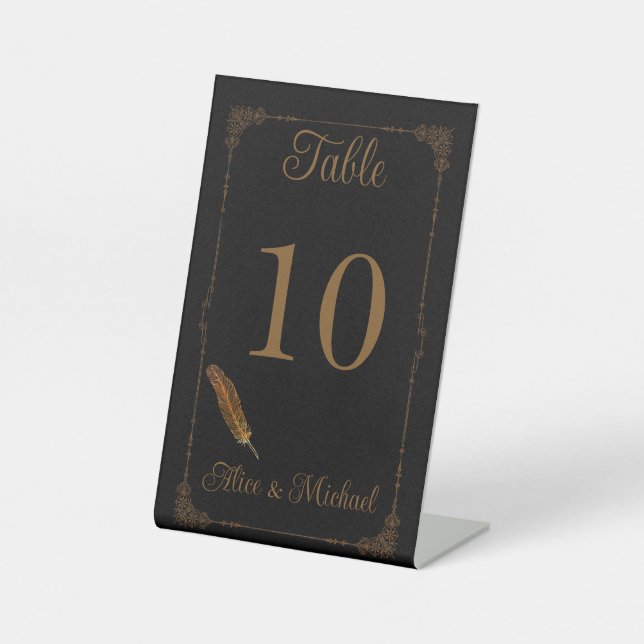Nostalgic Vintage Romantic Wedding Table Number Pedestal Sign (Front)