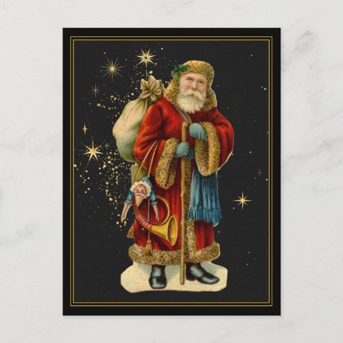 Nostalgic Vintage Santa Carrying Sackful Of Toys Postcard