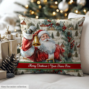 Nostalgic Winter Scene Watercolor Christmas Pillow