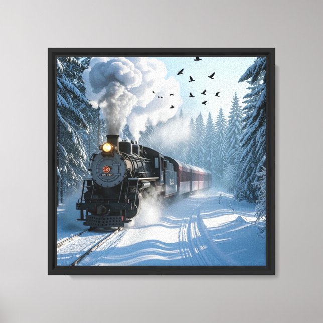  Nostalgic Winter Train Journey Canvas Print (Front)