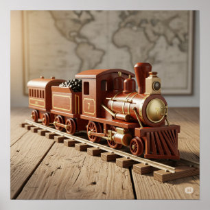 Nostalgic Wooden Train Poster