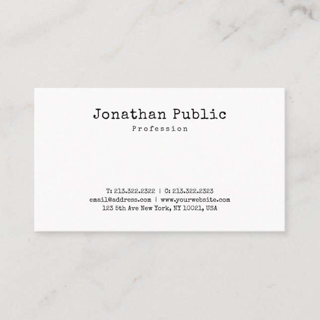 Nostalgy Design Minimalistic Plain Retro Trendy Business Card (Front)
