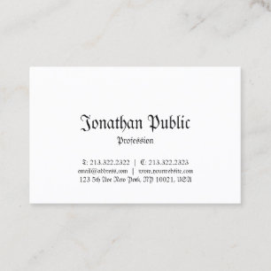 Nostalgy Elegant Classic Look Vintage Plain Chic Business Card