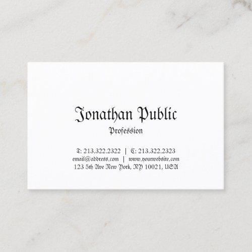 Nostalgy Elegant Classic Look Vintage Plain Chic Business Card