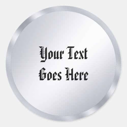 Nostalgy Old Style Text Calligraphy Script Silver Classic Round Sticker