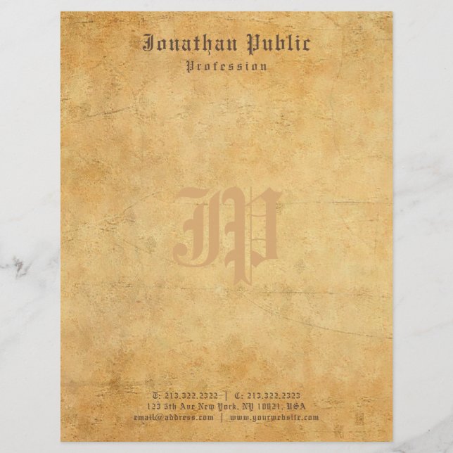 Nostalgy Vintage Old Look Monogram Cool Template Letterhead (Front)