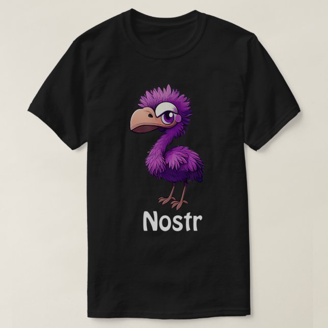 Nostr Cool Purple Ostrich T-Shirt (Design Front)