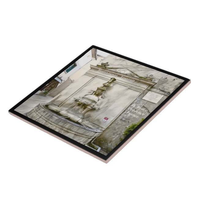 Nostradamas Fountain, St Remy, France Ceramic Tile (Side)