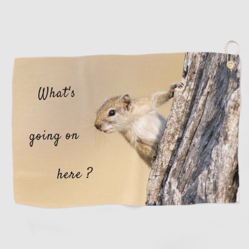 Nosy and cute Tree Squirrel photo Golf Towel