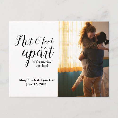 Not 6 Feet Apart  Wedding Rescheduled Notice Postcard