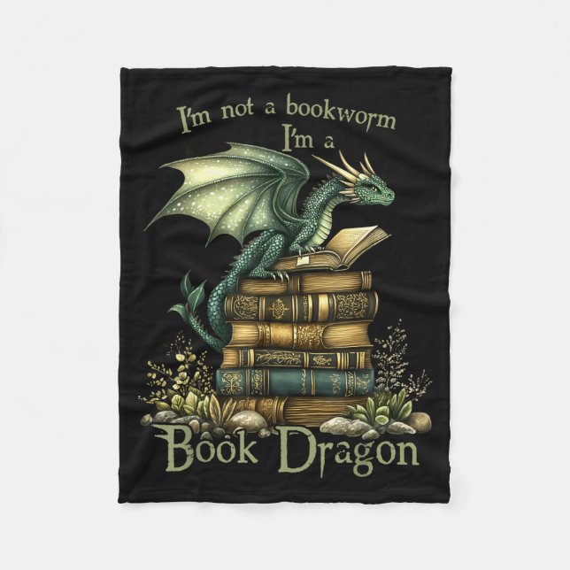 Not a bookworm funny fantasy reading book lovers fleece blanket (Front)