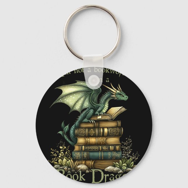 Not a bookworm funny fantasy reading book lovers keychain (Front)