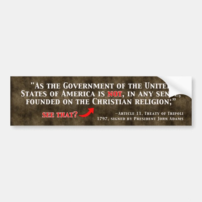 Not a Christian Nation Bumper Sticker (Front)