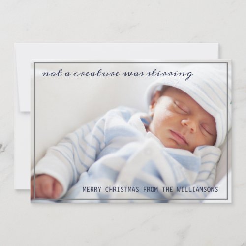 Not a Creature was Stirring Baby Photo Christmas Holiday Card