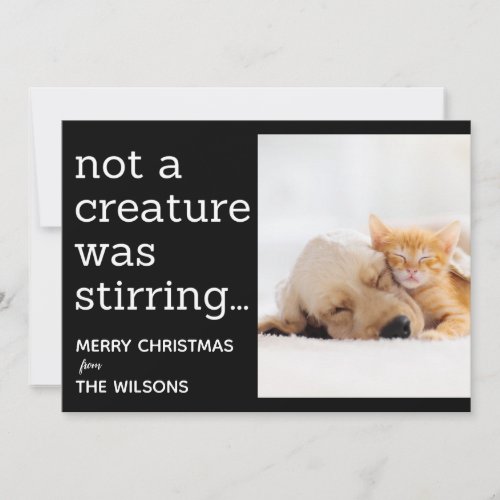 not a creature was stirring black photo christmas holiday card