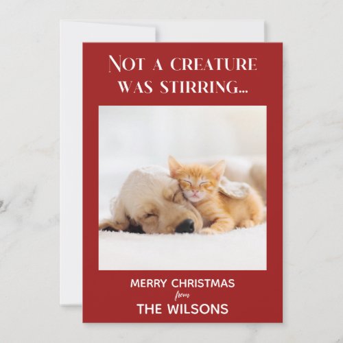 not a creature was stirring red photo christmas  invitation