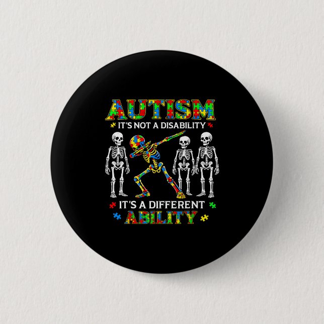 Not a disability different ability for kids autism button (Front)