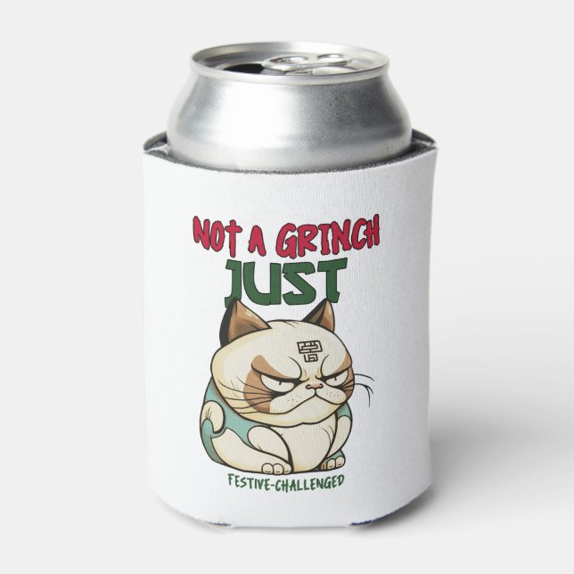 Not a Grinch Just Festive-Challenged Funny Holiday Can Cooler (Can Front)