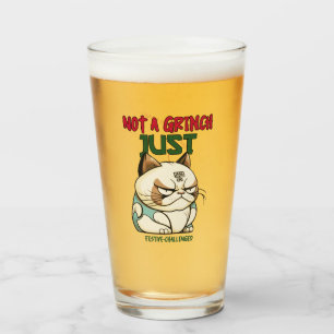 Not a Grinch Just Festive-Challenged Funny Holiday Glass