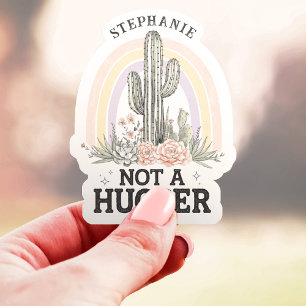 Not a Hugger Cactus Custom Name Vinyl Sticker
