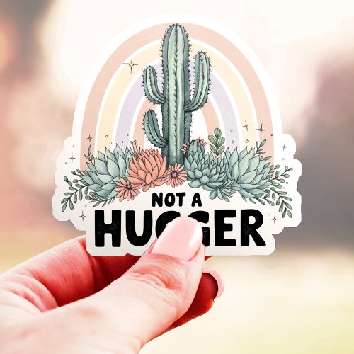 Not A Hugger Cactus Vinyl Sticker